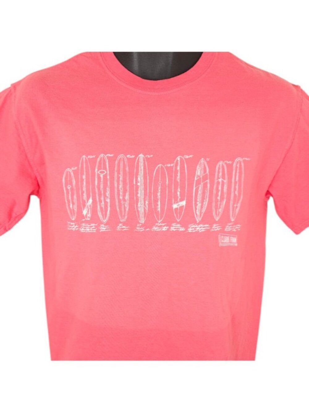 Clark Foam Surfboards T Shirt Mens Size Small Pink Surfer Surfing Tee